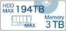 HDD MAX 194TB Memory MAX 3TB
